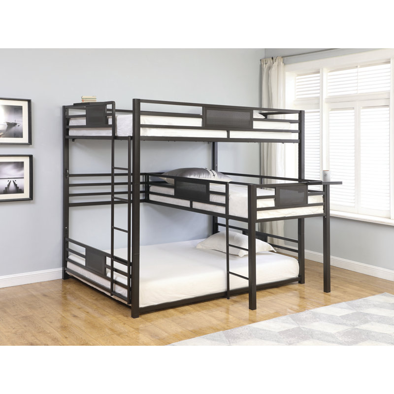 17 Stories Stainforth Queen Over Twin Over Queen Triple Bunk Bed Wayfair
